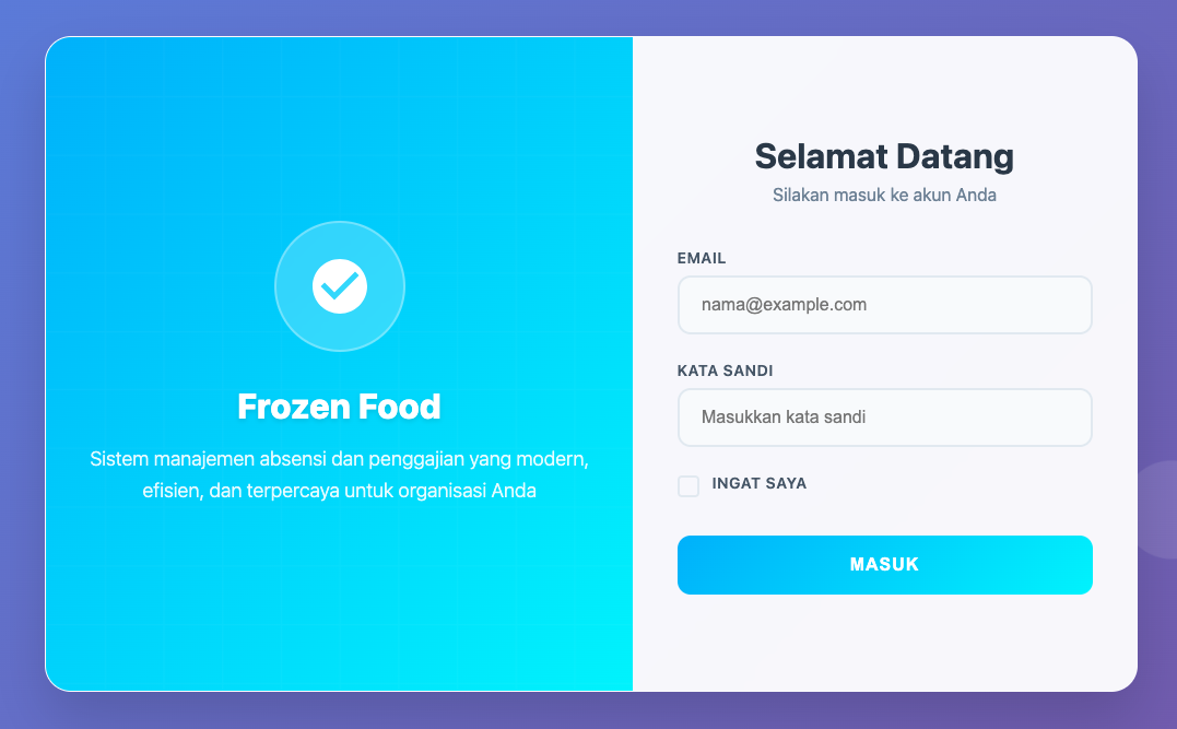Manajemen Penggajian, Absensi & Shift Karyawan - Frozen Food